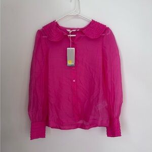 Boden Fuchsia Blouse with Textured Collar